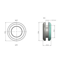 Technische Zeichnung eines runden Bauteils mit den Maßen 58 mm Durchmesser und 25,36 mm Länge