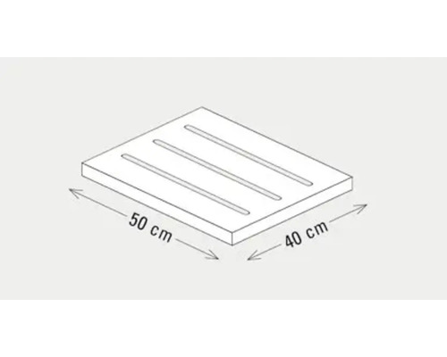 Illustration einer Platte mit Rillen und den Maßen 50 mal 40 Zentimeter