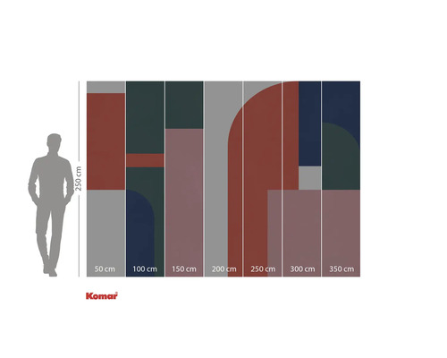 Komar Fototapete mit abstrakten Formen und Größenangaben