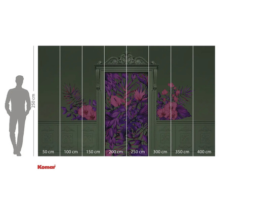 Komar Fototapete mit floralem Design und Größenangaben