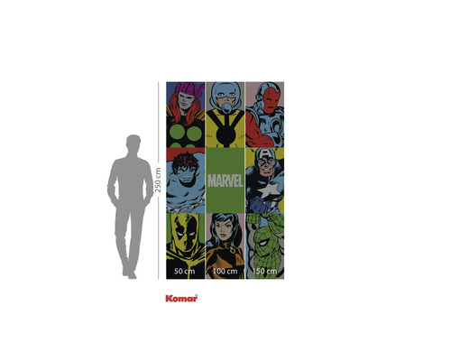 Fototapete mit Marvel Comicfiguren, 250 mal 150 Zentimeter