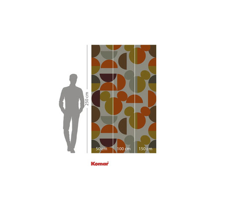 Komar Logo. Fototapete mit geometrischen Formen und Größenangaben.