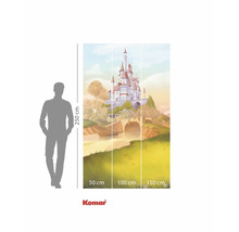 Fototapete mit Schlossszene und Größenangaben.