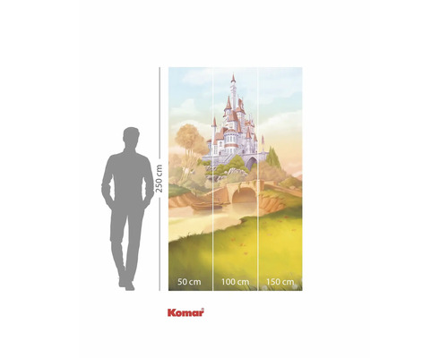 Fototapete mit Schlossszene und Größenangaben.