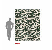 Fototapete mit Wellen und stilisierter Tierdarstellung, Maße 250 mal 400 Zentimeter