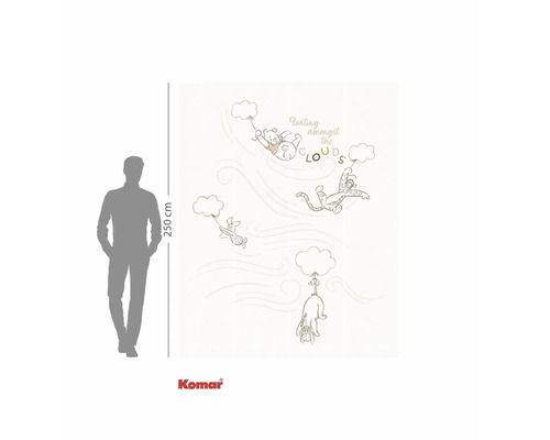Fototapete mit Winnie Puuh, Ferkel, Tigger und I-Aah Motiven im Wolken Design, 250 cm hoch