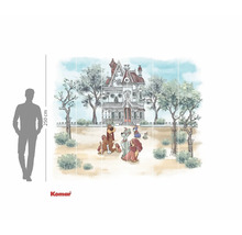 Komar Fototapete mit Hundemotiv vor einem Haus