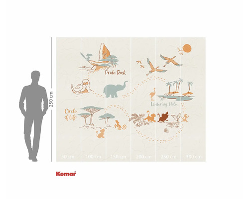 Fototapete mit einer Illustration der König der Löwen Karte, 300 mal 250 cm