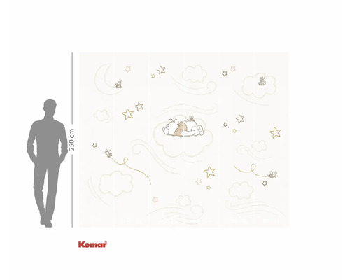 Fototapete mit Winnie Puuh Motiv, Wolken und Sternen, 250 cm Höhe