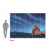 Komar Fototapete mit einer Illustration von König der Löwen, bestehend aus mehreren Bahnen, mit Größenangaben.