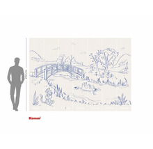 Fototapete mit Winnie Puuh und seinen Freunden als Skizze einer Flusslandschaft