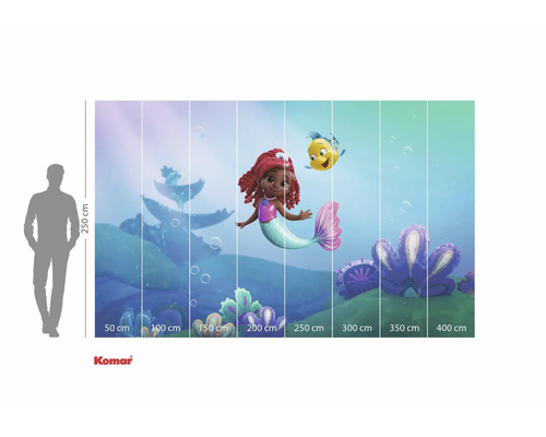 Komar Wandbild Little Mermaid mit Meerjungfrau und Fisch im Wasser, 250 cm hoch und 400 cm breit