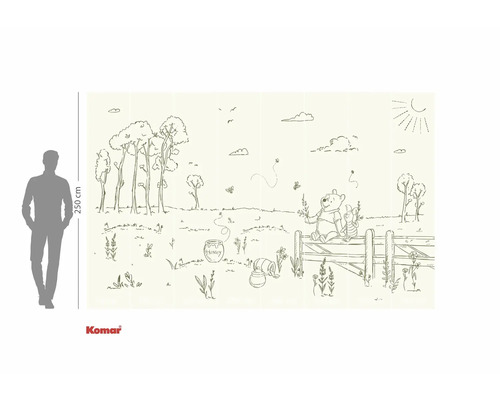 Winnie Puuh Wandbild mit Winnie Puuh und Ferkel auf einer Wiese mit Bäumen