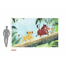 Fototapete mit einer Dschungelszene aus dem Film Der König der Löwen mit Simba, Timon und Pumbaa