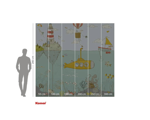 Komar Fototapete mit Unterwasserwelt, Leuchtturm, U-Boot, Heißluftballon und Segelboot