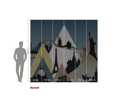 Fototapete mit Silhouette einer Weltstadt