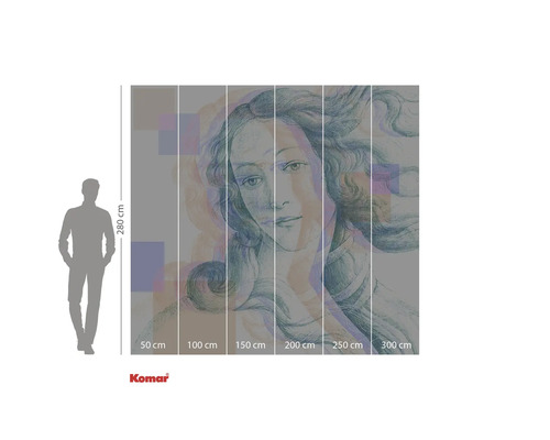 Komar Wandbild Geburt der Venus, 280 cm Höhe, Größenangaben