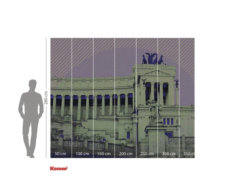 Fototapete mit einem Gebäude und Maßangaben