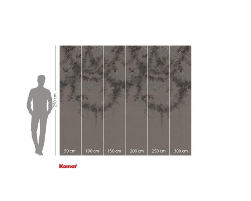 Fototapete mit Blumenmuster und Größenangaben