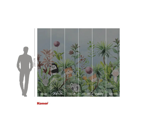 Komar Fototapete mit Dschungelmotiv, Größenangaben und einer Silhouette