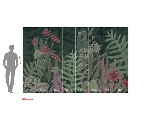 Fototapete mit Pflanzenmotiven und Größenangaben
