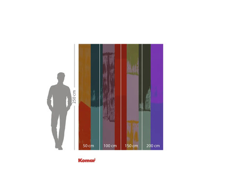 Komar Fototapete mit Farbmustern und Maßangaben