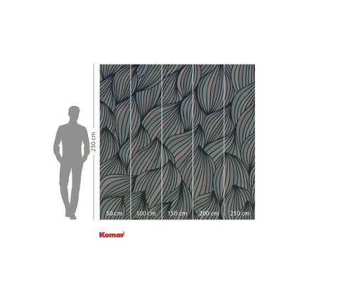 Fototapete mit Blätterdesign und Größenangaben