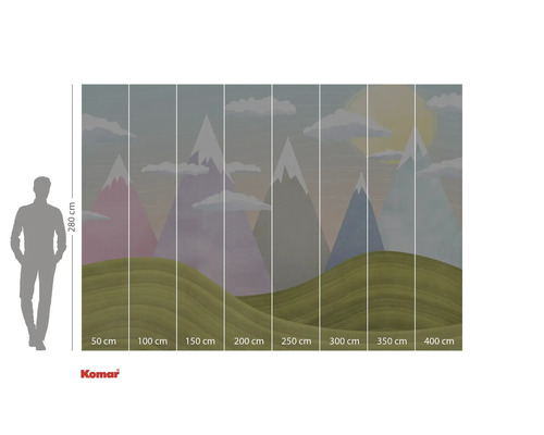 Fototapete mit Bergmotiv, 280 cm hoch und 400 cm breit