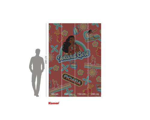 Fototapete mit Motiven aus dem Film Vaiana und Größenangaben