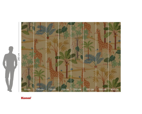 Tapete mit Giraffen- und Pflanzenmotiv zur Wandgestaltung