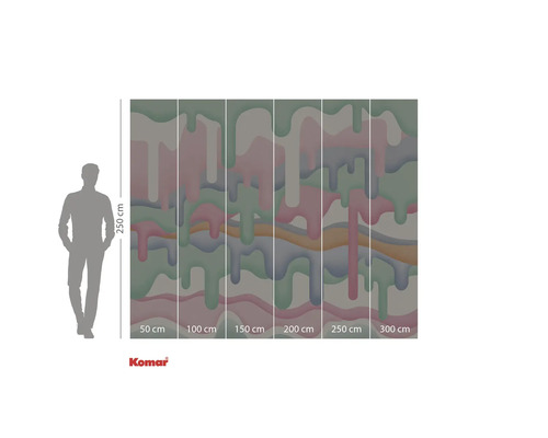 Komar Logo. Wandbild mit geometrischem Muster und Größenangaben zur Montage.