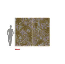 Fototapete mit botanischem Muster und Größenangaben.