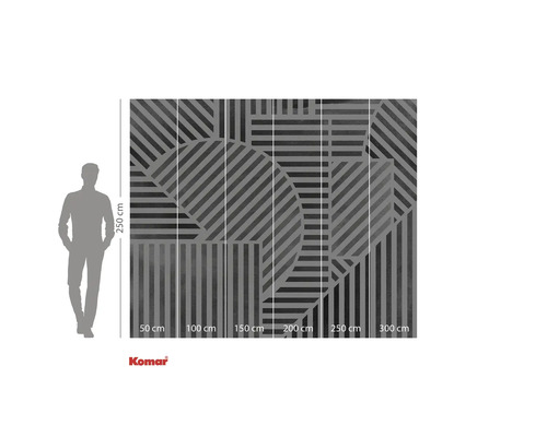 Komar Fototapete mit geometrischem Streifenmuster und Maßangaben
