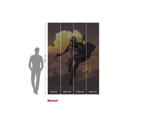 Komar Fototapete mit Mandalorianer und Kind, 280 mal 200 Zentimeter