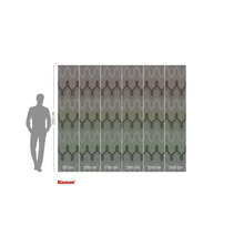 Fototapete mit geometrischem Zickzackmuster und Größenangaben.