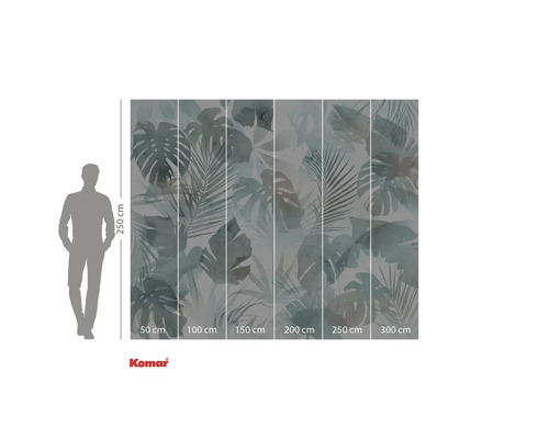 Komar Fototapete mit Pflanzenmuster und Größenangaben