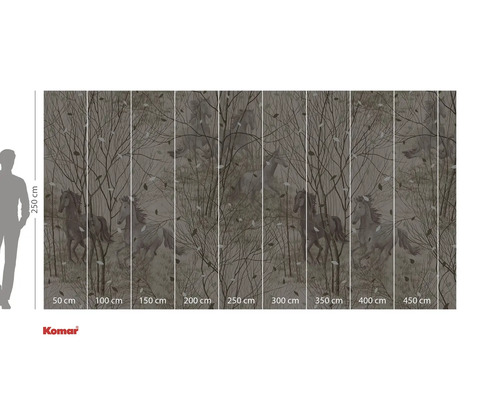 Fototapete mit Waldmotiv und Pferdeillustration