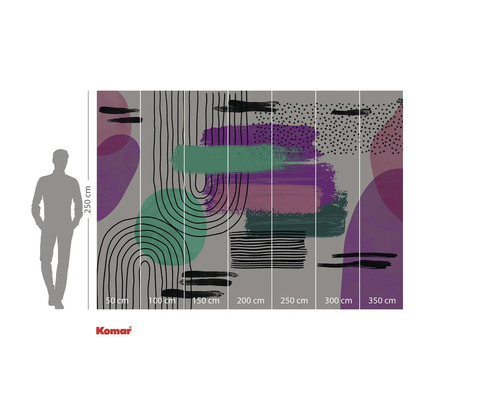 Komar Fototapete mit abstraktem Design und Größenangaben
