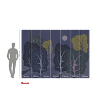 Fototapete mit Waldmotiv bei Nacht und Größenangaben