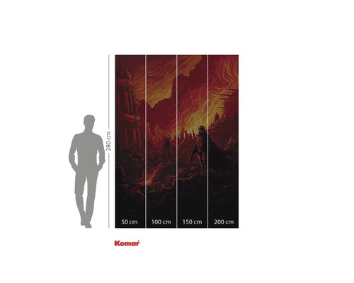 Komar Star Wars Fototapete mit Truppen auf rotem Untergrund, 280 mal 200 Zentimeter