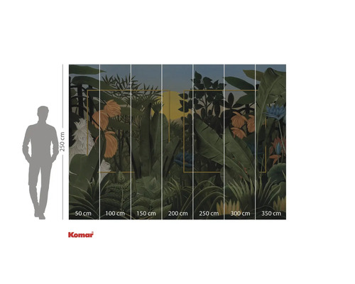 Komar Fototapete mit Dschungelmotiv und Größenangaben