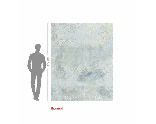 Komar Fototapete mit geometrischem Muster und Größenangaben.