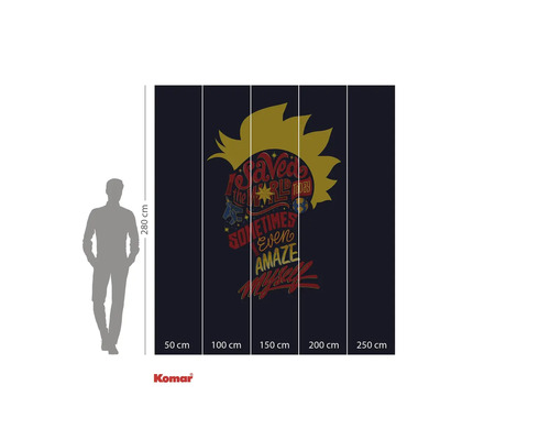 Komar Tapete mit Comic Motiv und Größenangaben.