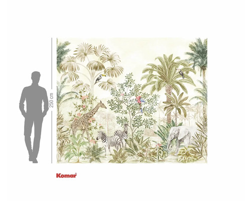 Komar Dschungel-Fototapete mit Giraffe, Zebra und Elefant