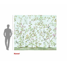 Fototapete mit Baum, Vogel und Blumenmuster