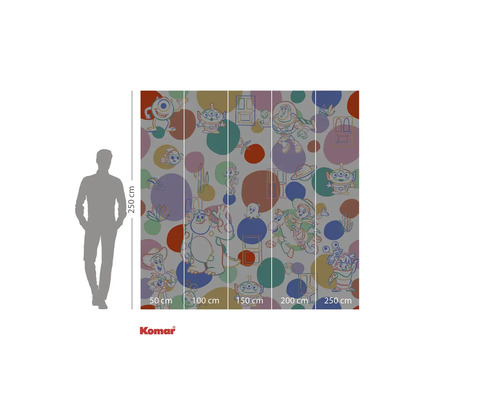 Komar Fototapete mit Toy Story Motiven und bunten Punkten