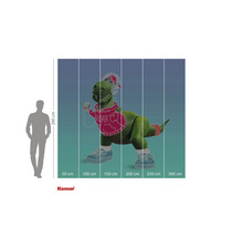 Fototapete mit einem grünen Dinosaurier mit Kopfhörern, einem Kapuzenpullover und Turnschuhen vor einem farbigen Hintergrund