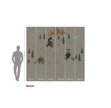 Fototapete mit den Disney Charakteren Micky Maus, Donald Duck und Pluto auf einer Wanderkarte