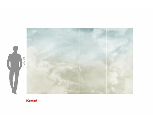 Fototapete mit Wolkenmuster und Größenangaben