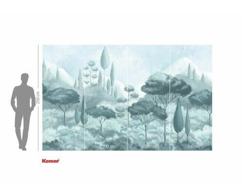 Fototapete mit Waldlandschaft und Größenangaben